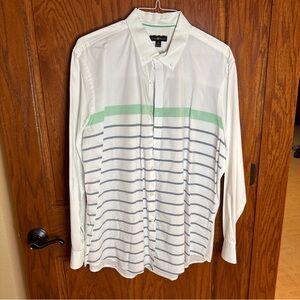 Club Room White Shirt with Green and Gray Stripes